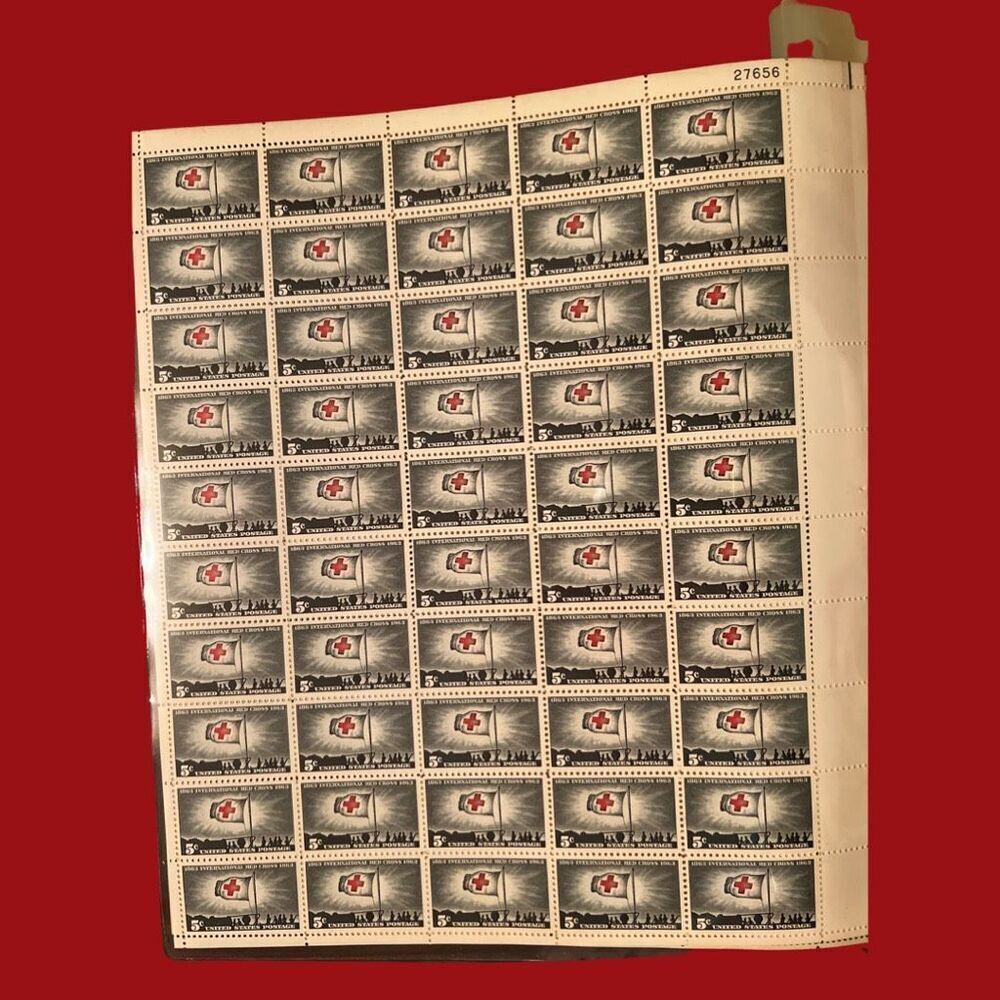 MNH International Red Cross Centenary Issue Sheet of 50 5c Stamps Scott #1236-39